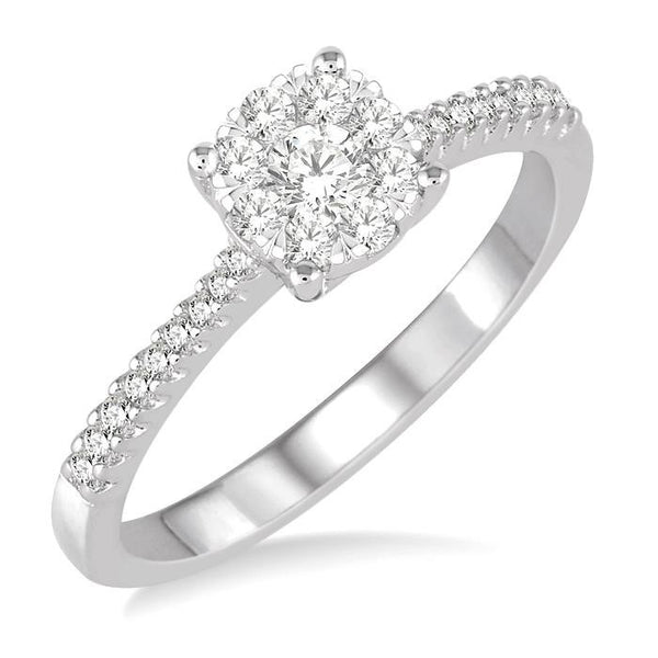 3/8 Ctw Round Shape Diamond Shine Bright Ring in 14K White Gold