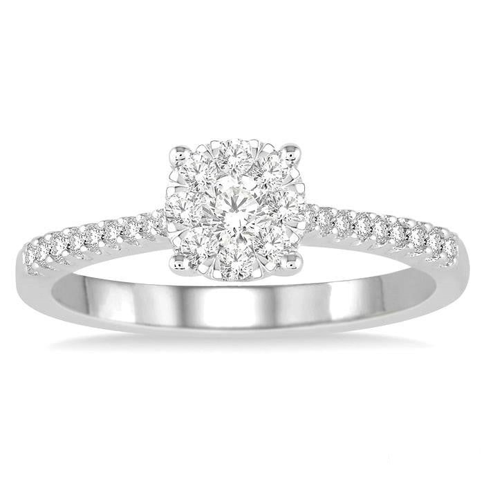 Shine Bright Majestic Obsidian 14K White Gold Diamond Bridal Ring