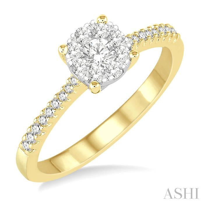 3/8 Ctw Round Shape Diamond Shine Bright Ring in 14K Yellow and White Gold