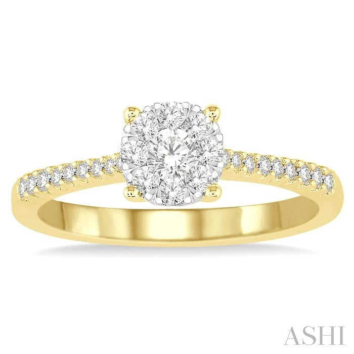 3/8 Ctw Round Shape Diamond Shine Bright Ring in 14K Yellow and White Gold