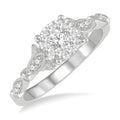 1/2 Ctw Marquise Shank Circular Mount Shine Bright Round Cut Diamond Ring in 14K White Gold