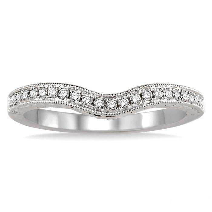 1/6 Ctw Round Cut Diamond Wedding Band in 14K White Gold