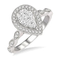 1/2 Ctw Pear Shape Mount Marquise Shank Shine Bright Round Cut Diamond Ring in 14K White Gold