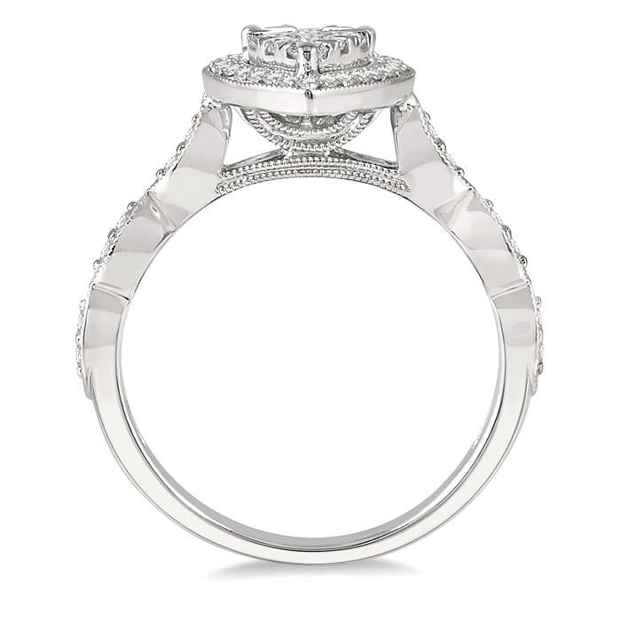 Pear Shape Halo Shine Bright Diamond Engagement Ring