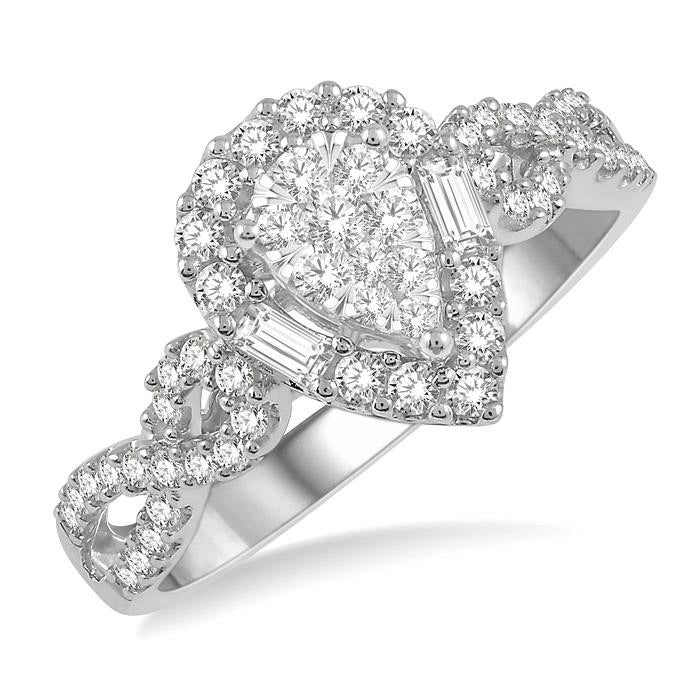 Pear Shape Halo Shine Bright Diamond Engagement Ring