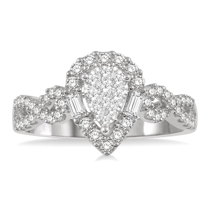 Pear Shape Halo Shine Bright Diamond Engagement Ring
