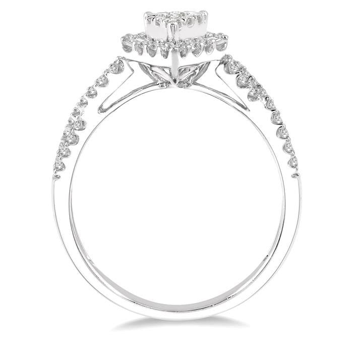 Pear Shape Halo Shine Bright Diamond Engagement Ring