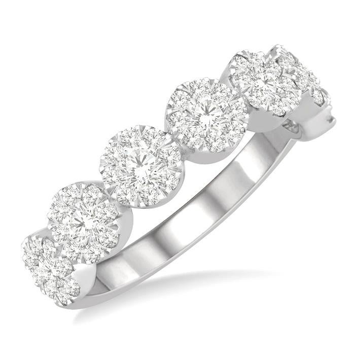 1 Ctw Jointed Circular Mount Shine Bright Diamond Cluster Band in 14K White Gold