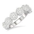 1 Ctw Jointed Circular Mount Shine Bright Diamond Cluster Band in 14K White Gold