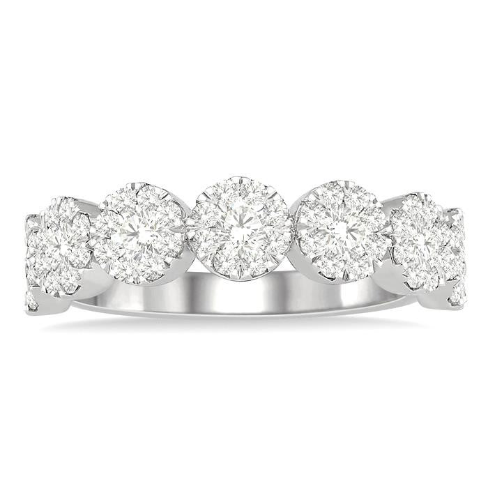 1 Ctw Jointed Circular Mount Shine Bright Diamond Cluster Band in 14K White Gold
