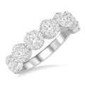 1 Ctw Jointed Circular Mount Shine Bright Diamond Cluster Band in 14K White Gold