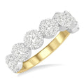 1 Ctw Jointed Circular Mount Shine Bright Diamond Cluster Band in 14K Yellow and White Gold
