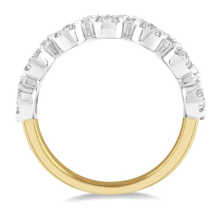 1 Ctw Jointed Circular Mount Shine Bright Diamond Cluster Band in 14K Yellow and White Gold