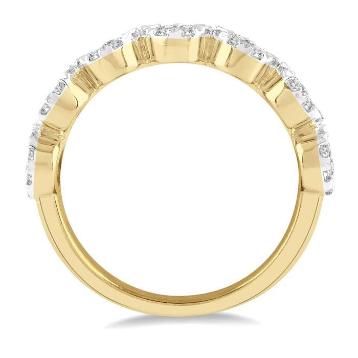 1 Ctw Jointed Circular Mount Shine Bright Diamond Cluster Band in 14K Yellow and White Gold