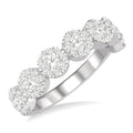 1 Ctw Jointed Circular Mount Shine Bright Diamond Cluster Band in 14K White Gold