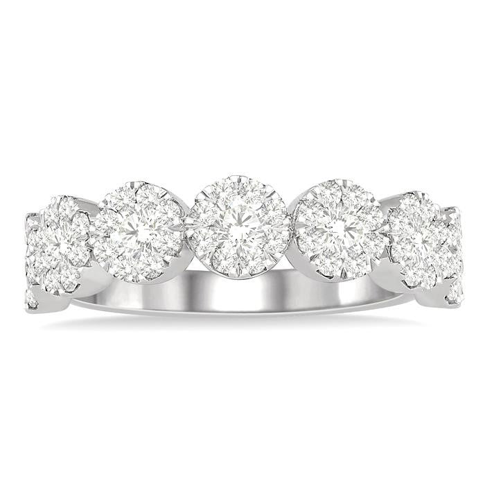 1 Ctw Jointed Circular Mount Shine Bright Diamond Cluster Band in 14K White Gold