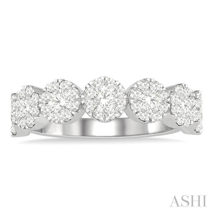 1 Ctw Jointed Circular Mount Shine Bright Diamond Cluster Band in 14K White Gold