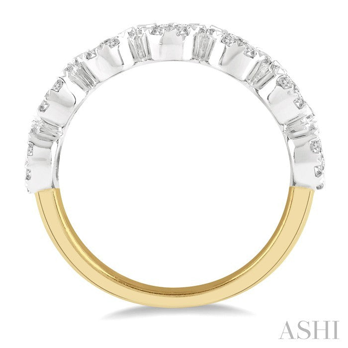 1 Ctw Jointed Circular Mount Shine Bright Diamond Cluster Band in 14K Yellow and White Gold