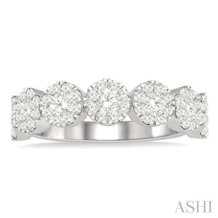 1 Ctw Jointed Circular Mount Shine Bright Diamond Cluster Band in 14K White Gold