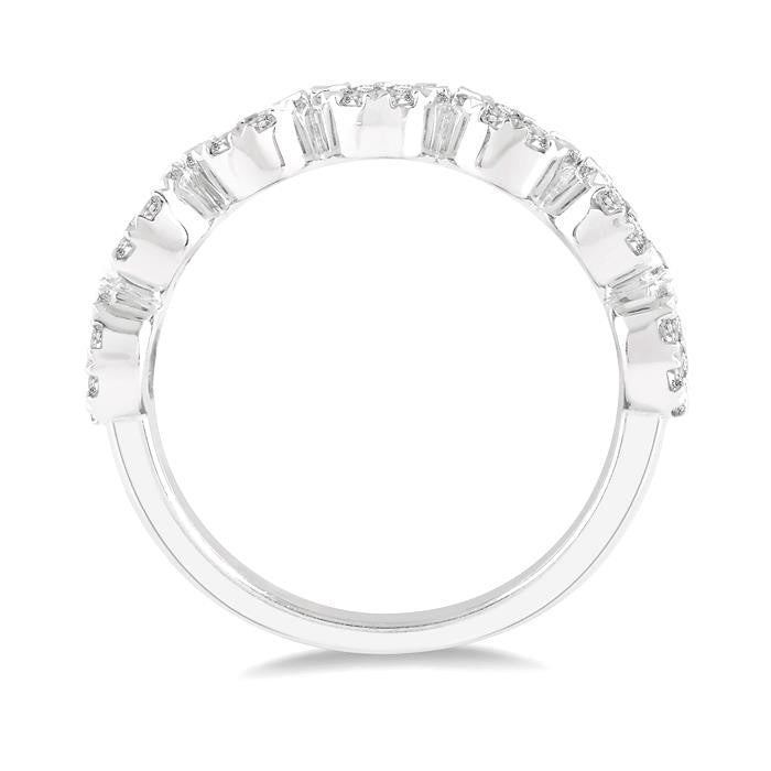 3/4 Ctw Jointed Circular Mount Shine Bright Diamond Cluster Band in 14K White Gold