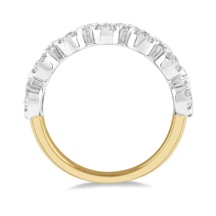 3/4 Ctw Jointed Circular Mount Shine Bright Diamond Cluster Band in 14K Yellow and White Gold