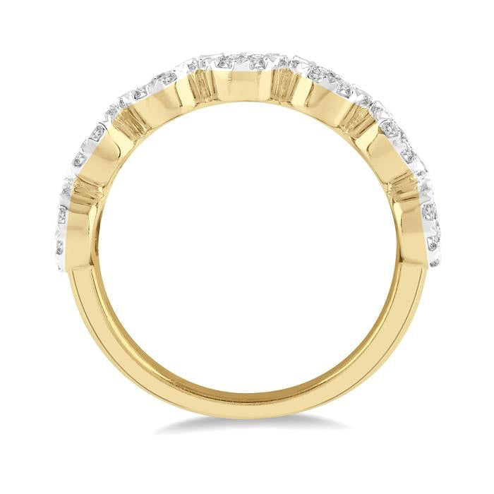 3/4 Ctw Jointed Circular Mount Shine Bright Diamond Cluster Band in 14K Yellow and White Gold