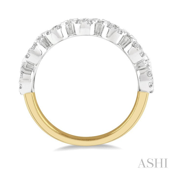 3/4 Ctw Jointed Circular Mount Shine Bright Diamond Cluster Band in 14K Yellow and White Gold