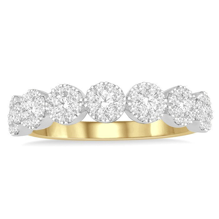 1/2 Ctw Jointed Circular Mount Shine Bright round Cut Diamond Band in 14K Yellow and White Gold