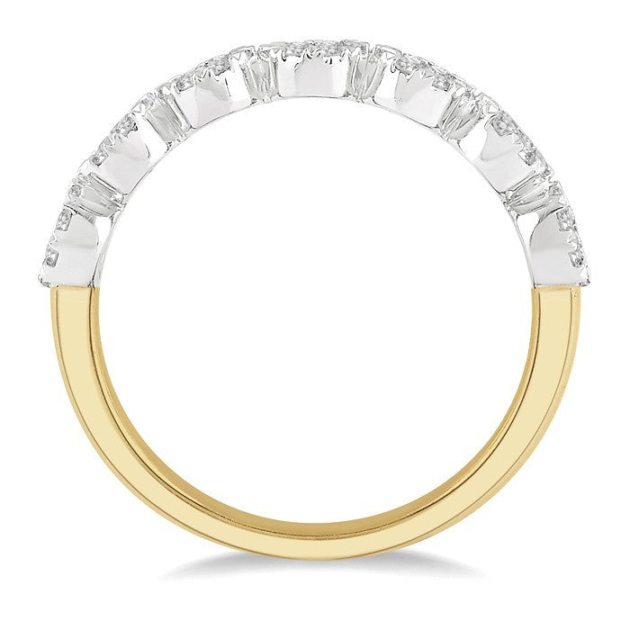 1/2 Ctw Jointed Circular Mount Shine Bright round Cut Diamond Band in 14K Yellow and White Gold