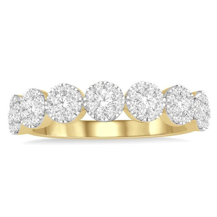 1/2 Ctw Jointed Circular Mount Shine Bright round Cut Diamond Band in 14K Yellow and White Gold