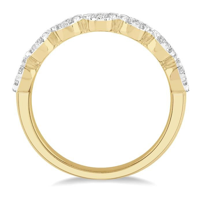 1/2 Ctw Jointed Circular Mount Shine Bright round Cut Diamond Band in 14K Yellow and White Gold