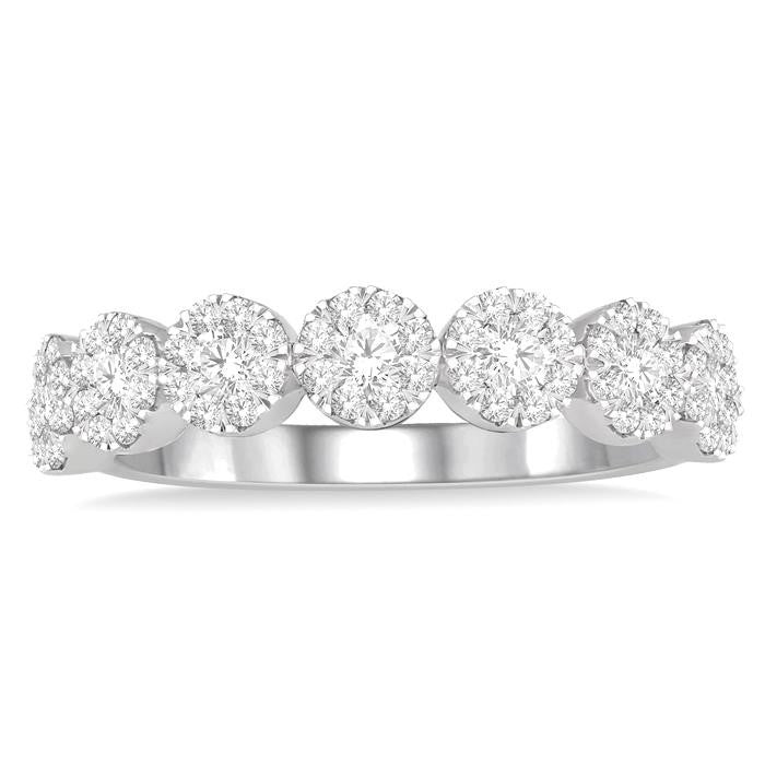 1/2 Ctw Jointed Circular Mount Shine Bright Round Cut Diamond Wedding Band in 14K White Gold