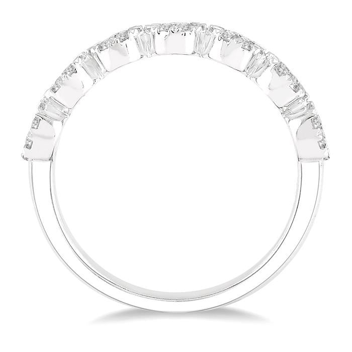 1/2 Ctw Jointed Circular Mount Shine Bright Round Cut Diamond Wedding Band in 14K White Gold