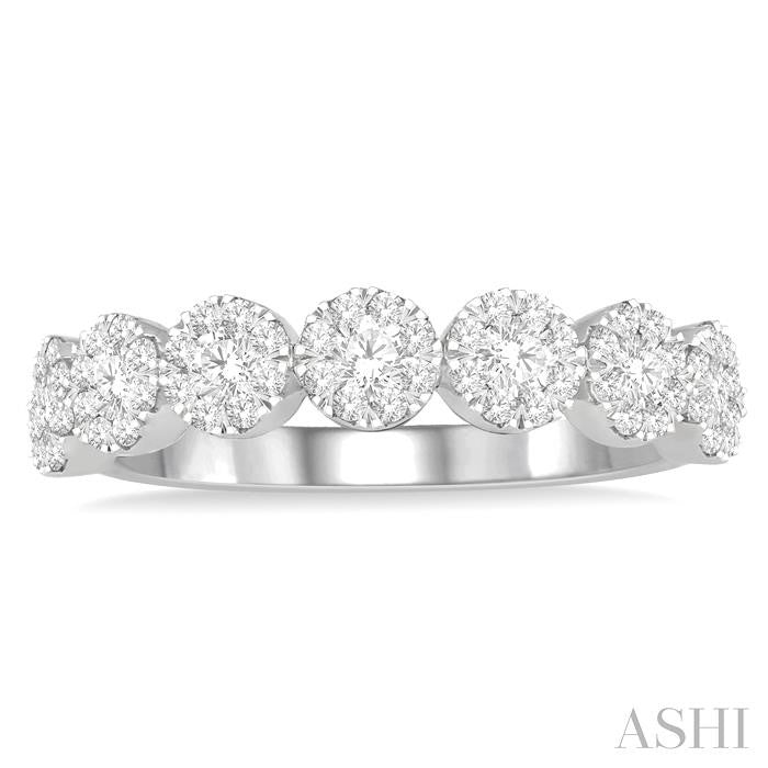 1/2 Ctw Jointed Circular Mount Shine Bright round Cut Diamond Band in 14K White Gold