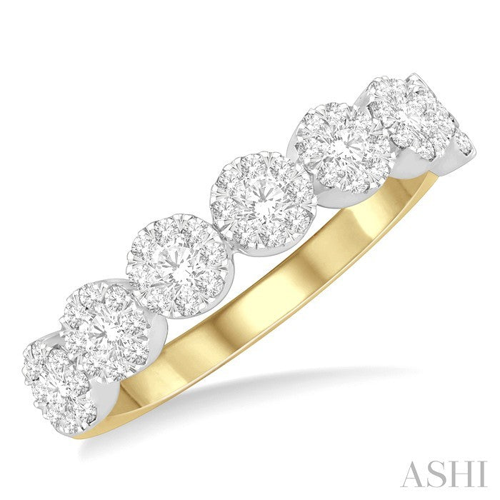 1/2 Ctw Jointed Circular Mount Shine Bright round Cut Diamond Band in 14K Yellow and White Gold