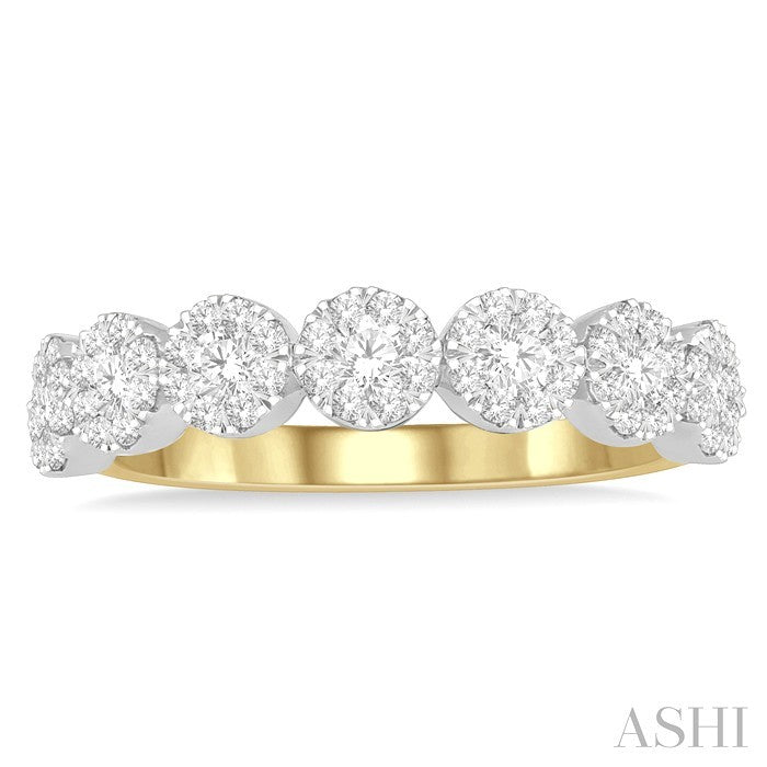 1/2 Ctw Jointed Circular Mount Shine Bright round Cut Diamond Band in 14K Yellow and White Gold