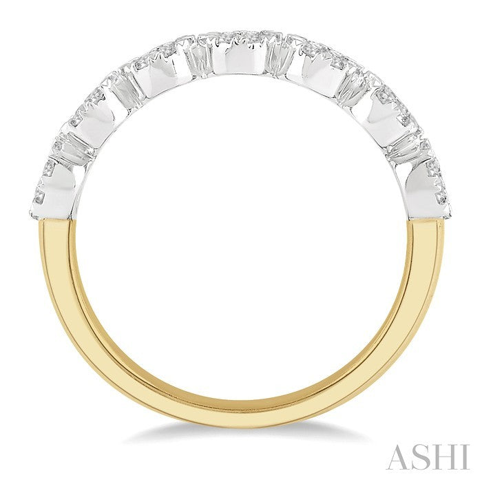 1/2 Ctw Jointed Circular Mount Shine Bright round Cut Diamond Band in 14K Yellow and White Gold
