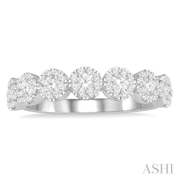 1/2 Ctw Jointed Circular Mount Lovebright Round Cut Diamond Wedding Band in 14K White Gold