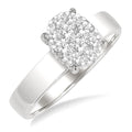 1/2 Ctw Bold Shank Oval Shaped Shine Bright Round Cut Diamond Ring in 14K White Gold