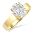 1/2 Ctw Bold Shank Oval Shaped Shine Bright Round Cut Diamond Ring in 14K Yellow and White Gold