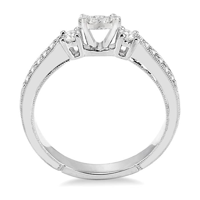 1/3 Ctw Round Cut Diamond Shine Bright Engagement Ring in 14K White Gold