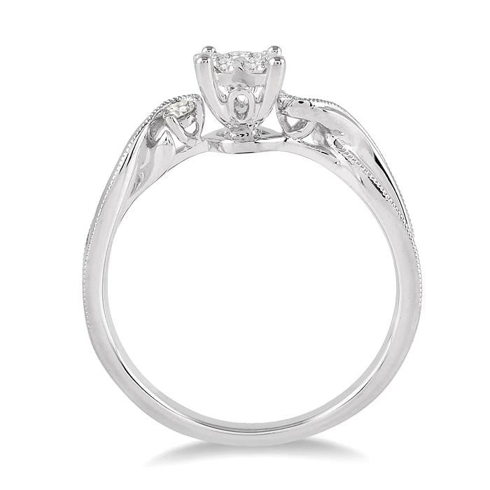 1/3 Ctw Round Cut Diamond Shine Bright Engagement Ring in 14K White Gold