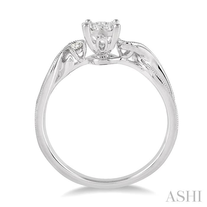 1/3 Ctw Round Cut Diamond Shine Bright Engagement Ring in 14K White Gold