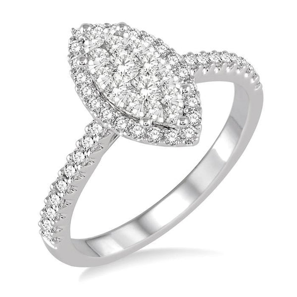 5/8 Ctw Marquise Shape Diamond Shine Bright Ring in 14K White Gold