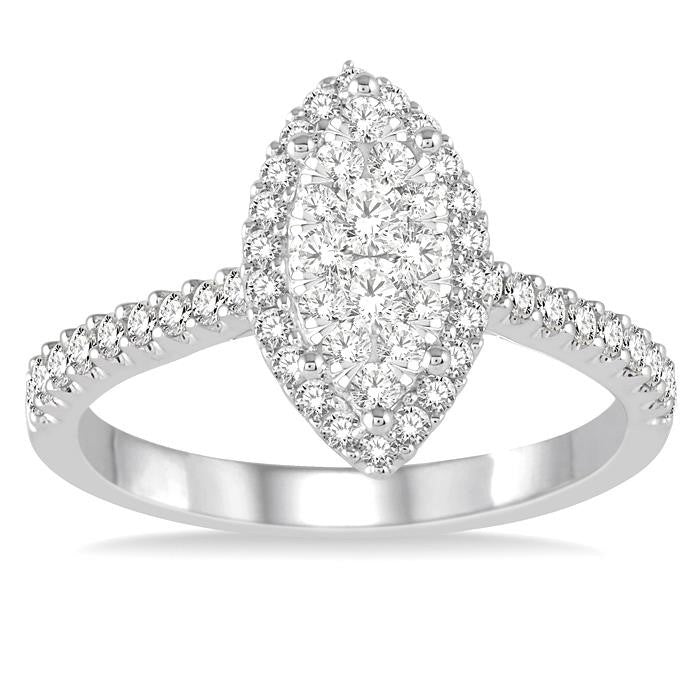 5/8 Ctw Marquise Shape Diamond Shine Bright Ring in 14K White Gold