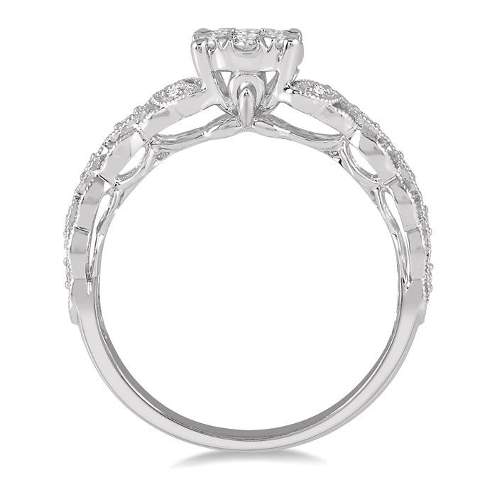 1/3 Ctw Round Cut Diamond Shine Bright Engagement Ring in 14K White Gold