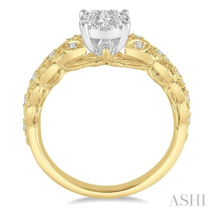 1/3 Ctw Round Cut Diamond Shine Bright Engagement Ring in 14K Yellow and White Gold