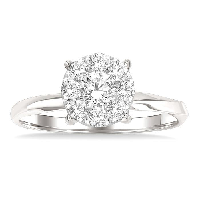 5/8 Ctw Circular Shape Shine Bright Round Cut Diamond Engagement Ring in 14K White Gold