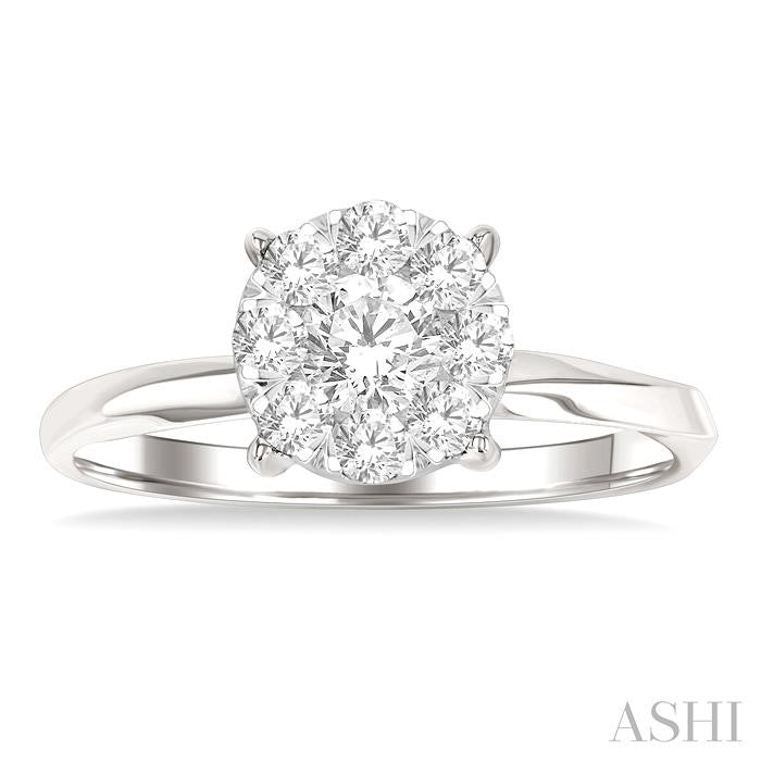 5/8 Ctw Circular Shape Shine Bright Round Cut Diamond Engagement Ring in 14K White Gold
