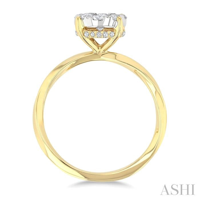 5/8 Ctw Circular Shape Shine Bright Round Cut Diamond Engagement Ring in 14K Yellow and White Gold
